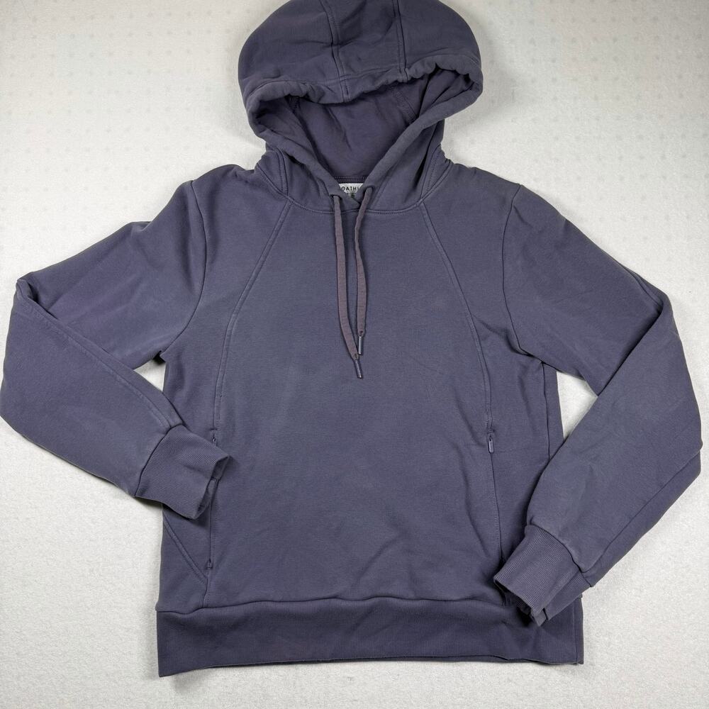 Athleta Women’s Pullover Hoodie Size Small Purple Fleece Zip Pockets Athleisure